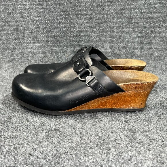 Papillio By Birkenstock Dana Wedge Clogs Women's 8 Black Leather Slip On Sandals - Picture 4 of 13